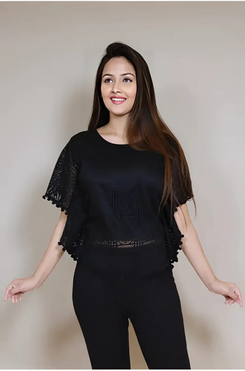 Party Lace Women Black Top
