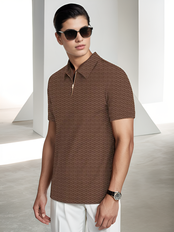 Solid Men Brown T-Shirt