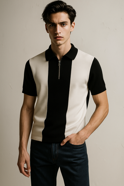 Men Solid Polo Neck Cotton Blend White, Dark Blue T-Shirt