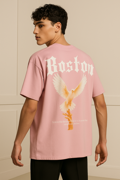 Men Printed Round Neck Cotton Blend Pink T-Shirt