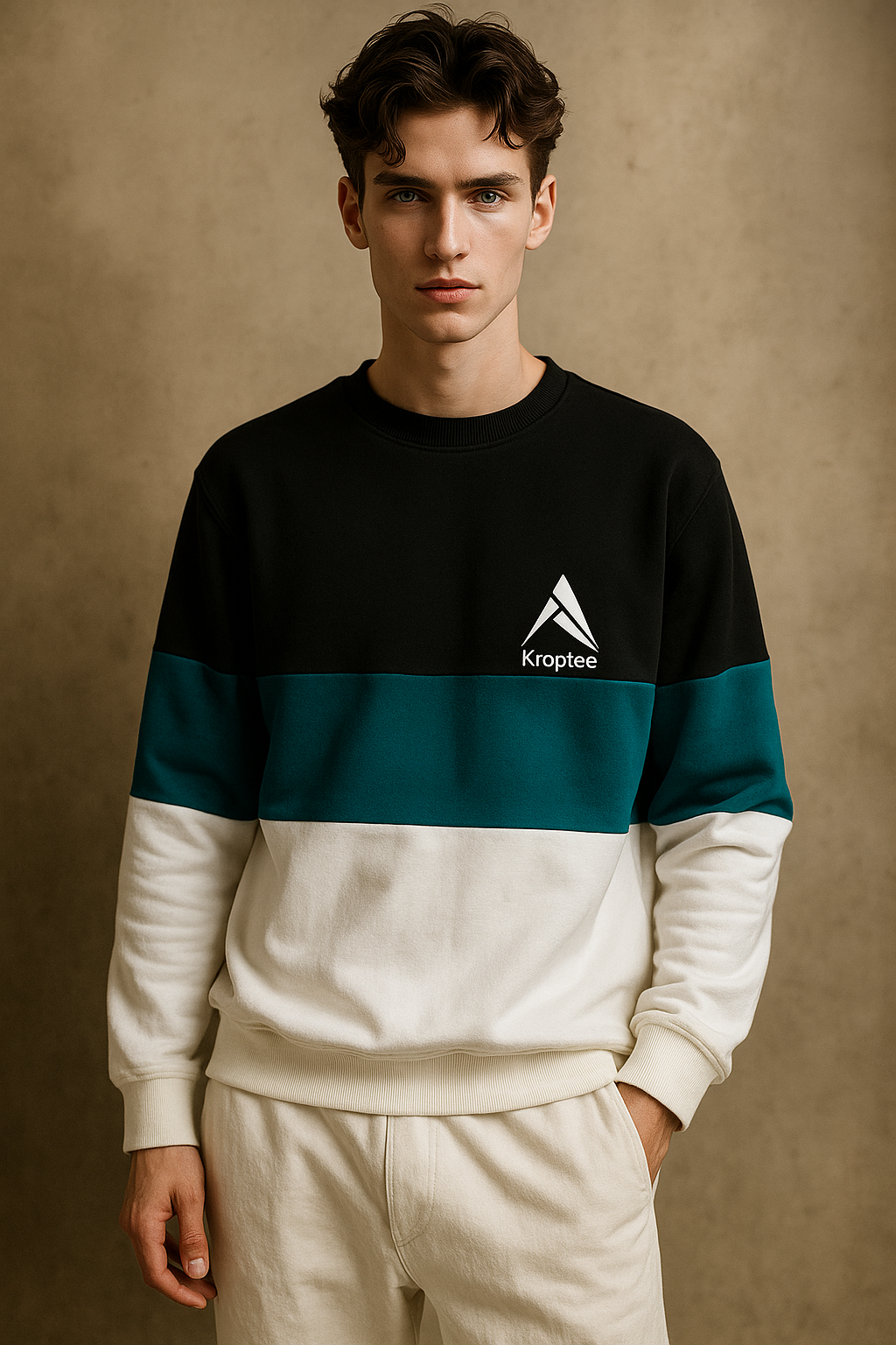 Men Colorblock Round Neck Pure Cotton Multicolor T-Shirt