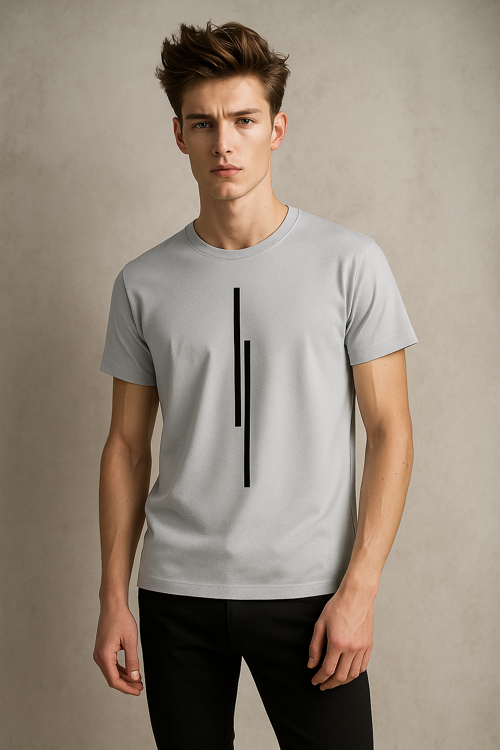 Printed, Solid Men Grey T-Shirt
