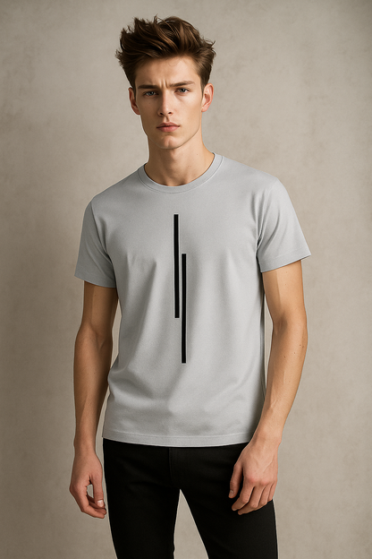 Printed, Solid Men Grey T-Shirt