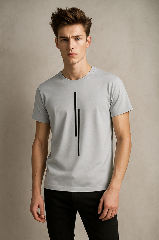 Printed, Solid Men Grey T-Shirt