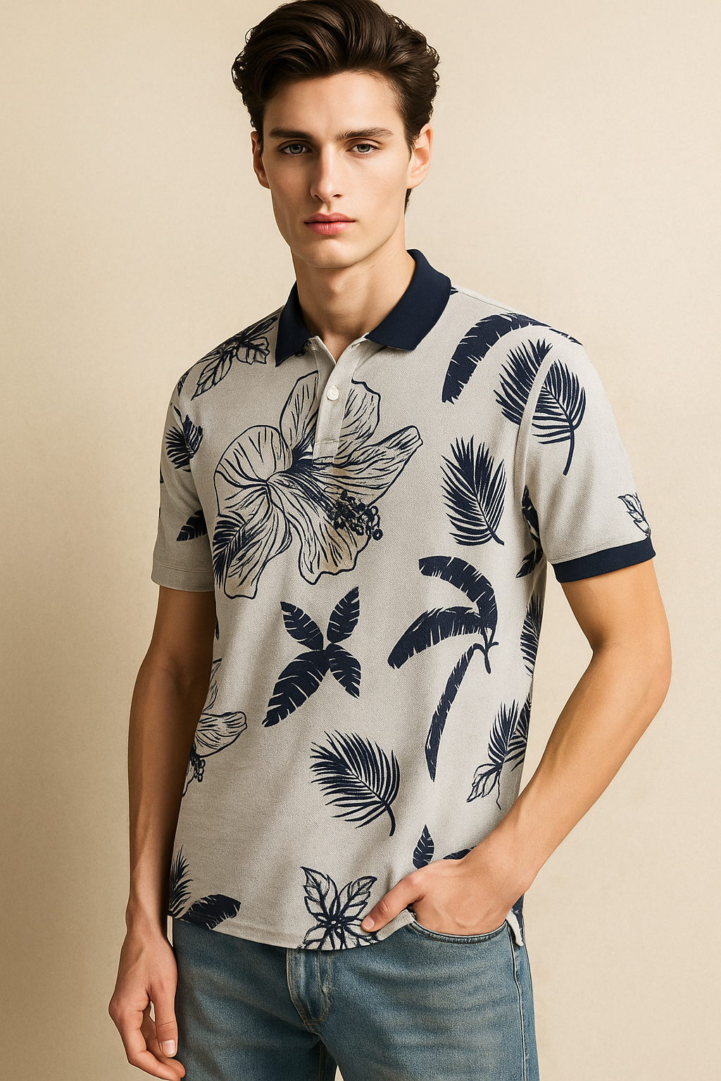 Printed Men Grey T-Shirt