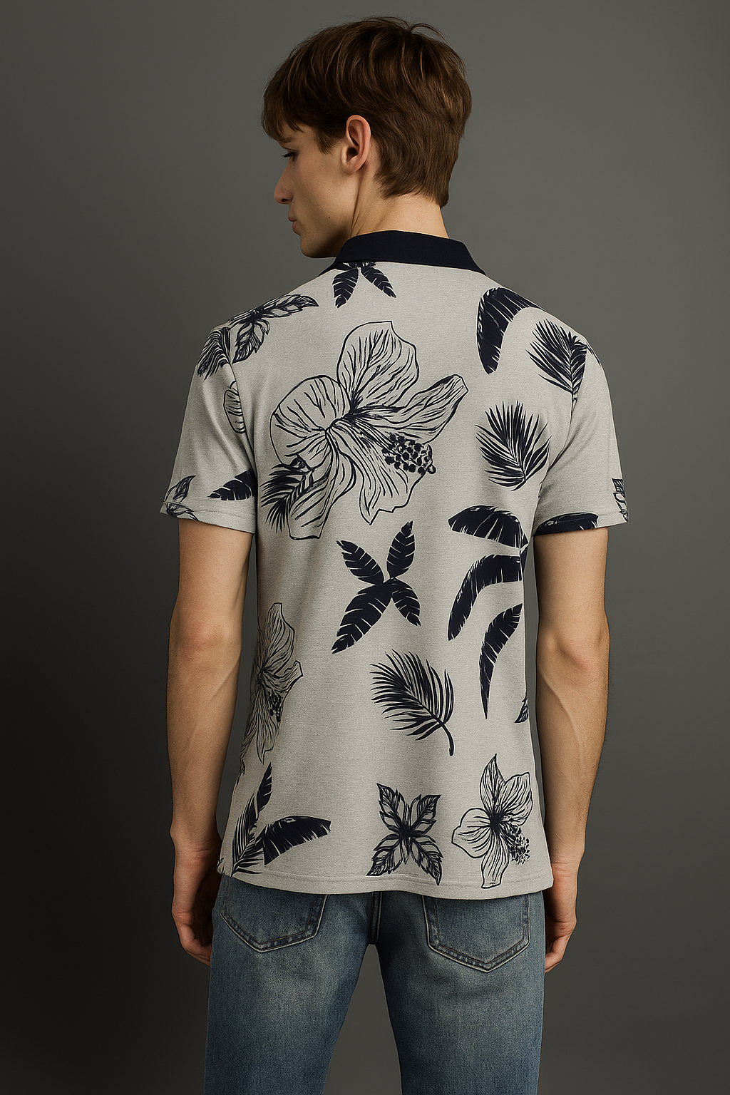 Printed Men Grey T-Shirt