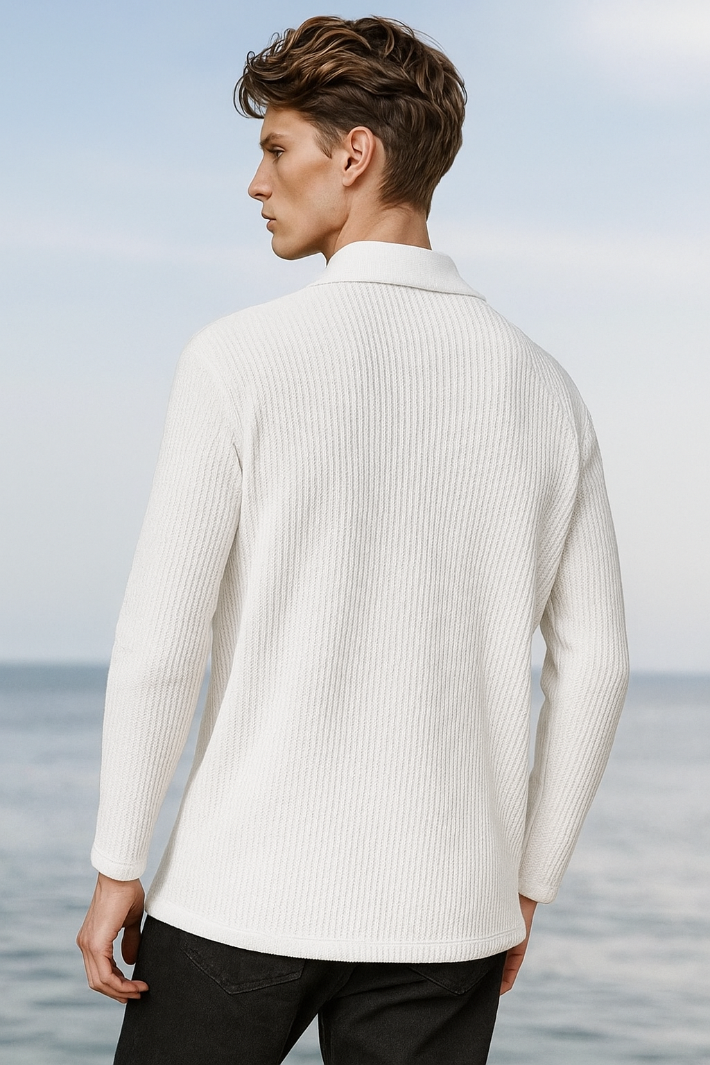 Self Design Men White T-Shirt