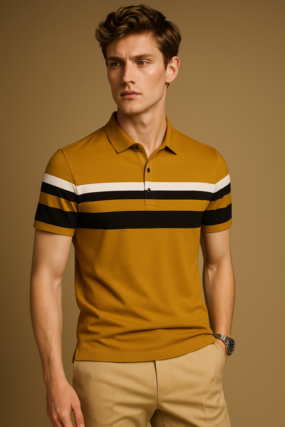 Color Block Men Yellow T-Shirt