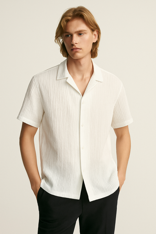 Men Solid Casual White Shirt