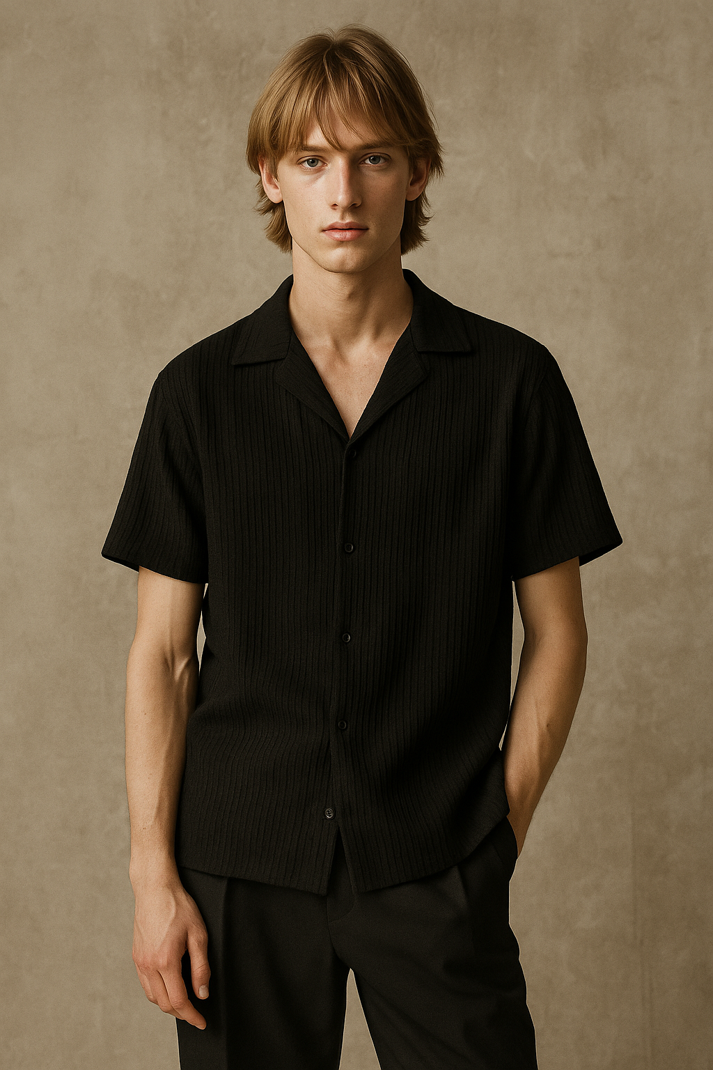 Men Solid Casual Black Shirt