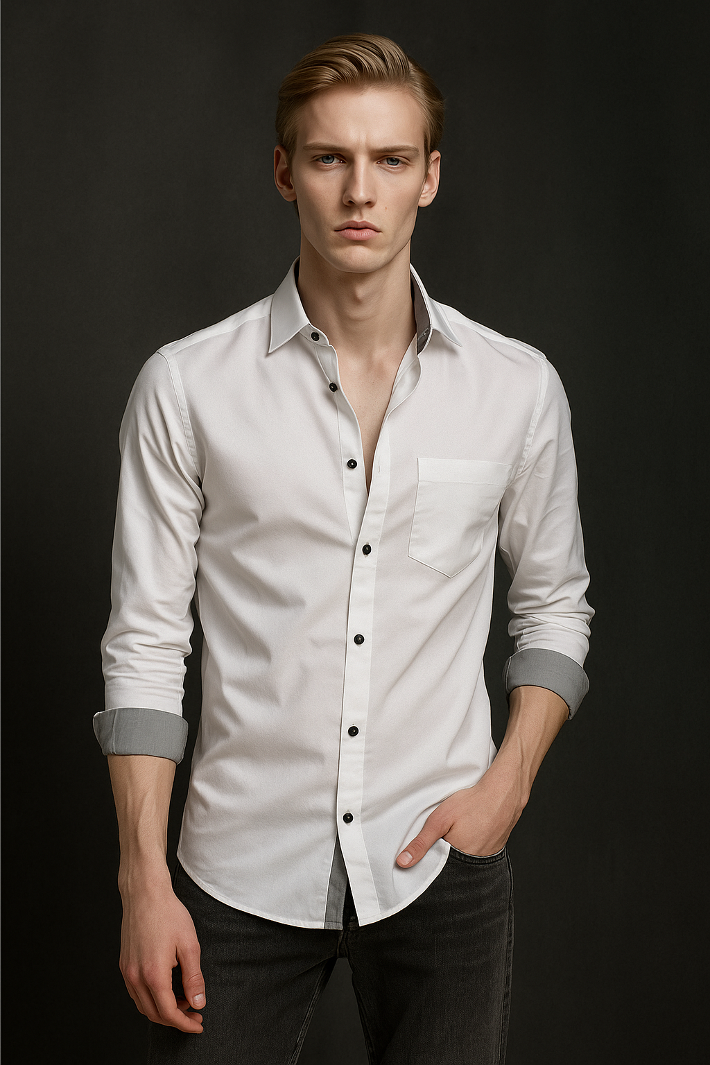 Men Solid Formal White Shirt