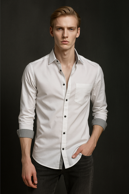 Men Solid Formal White Shirt