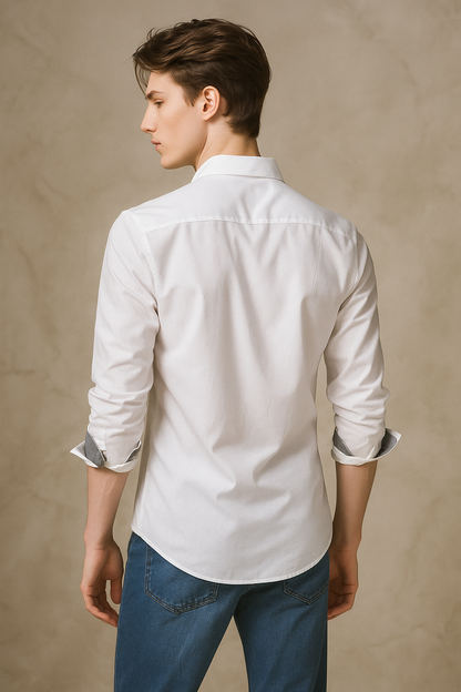 Men Solid Formal White Shirt