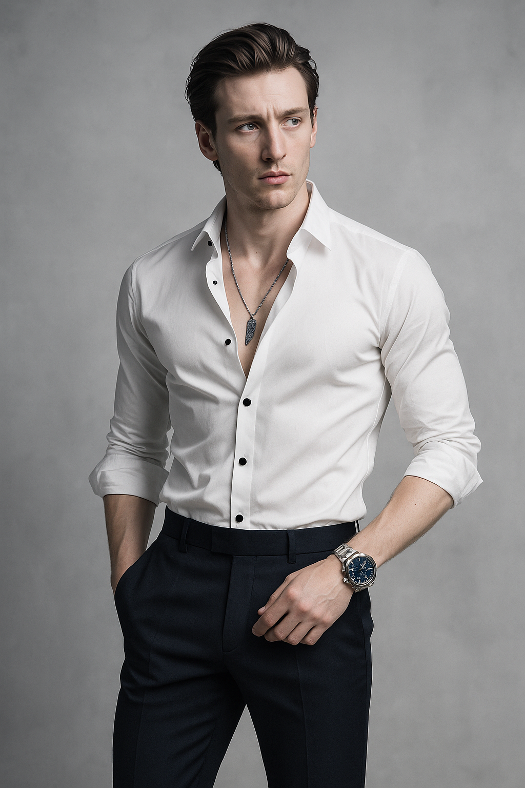 Men Solid Casual White Shirt