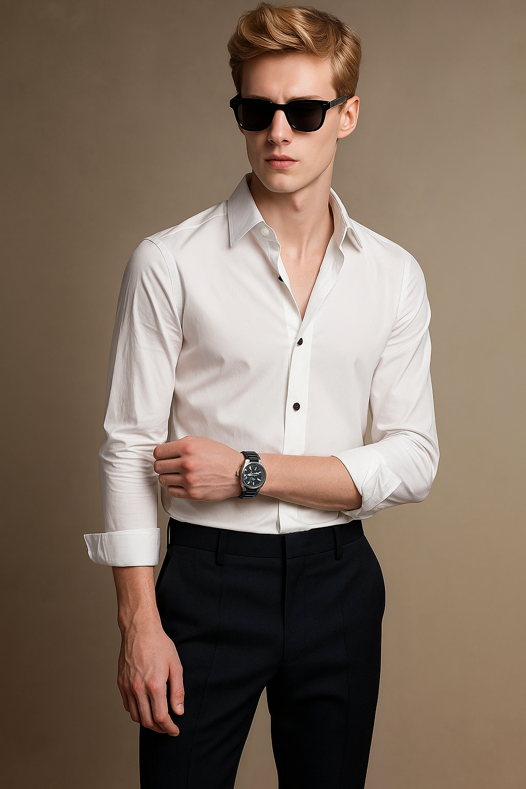 Men Solid Casual White Shirt