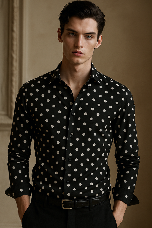 Men Printed Casual Black, White Shirt