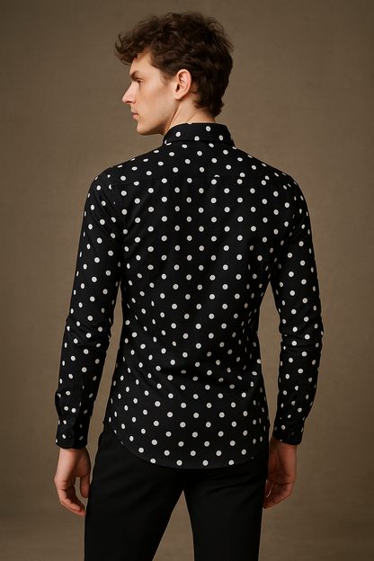 Men Printed Casual Black, White Shirt