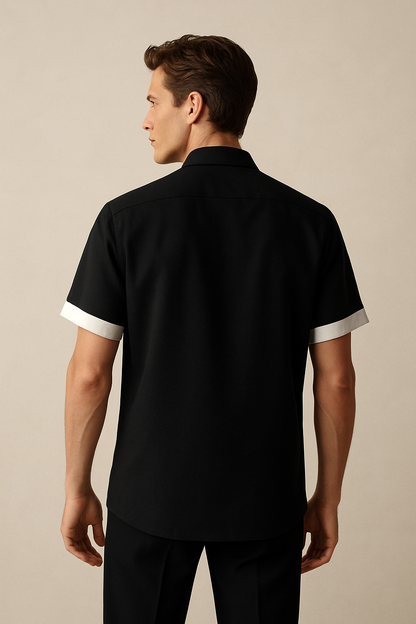 Men Printed Casual Black, White Shirt