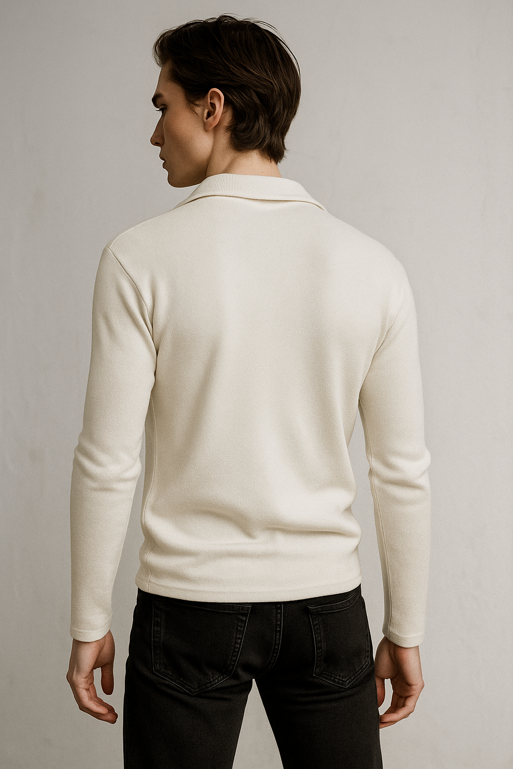 Men Self Design Polo Neck Polycotton White T-Shirt