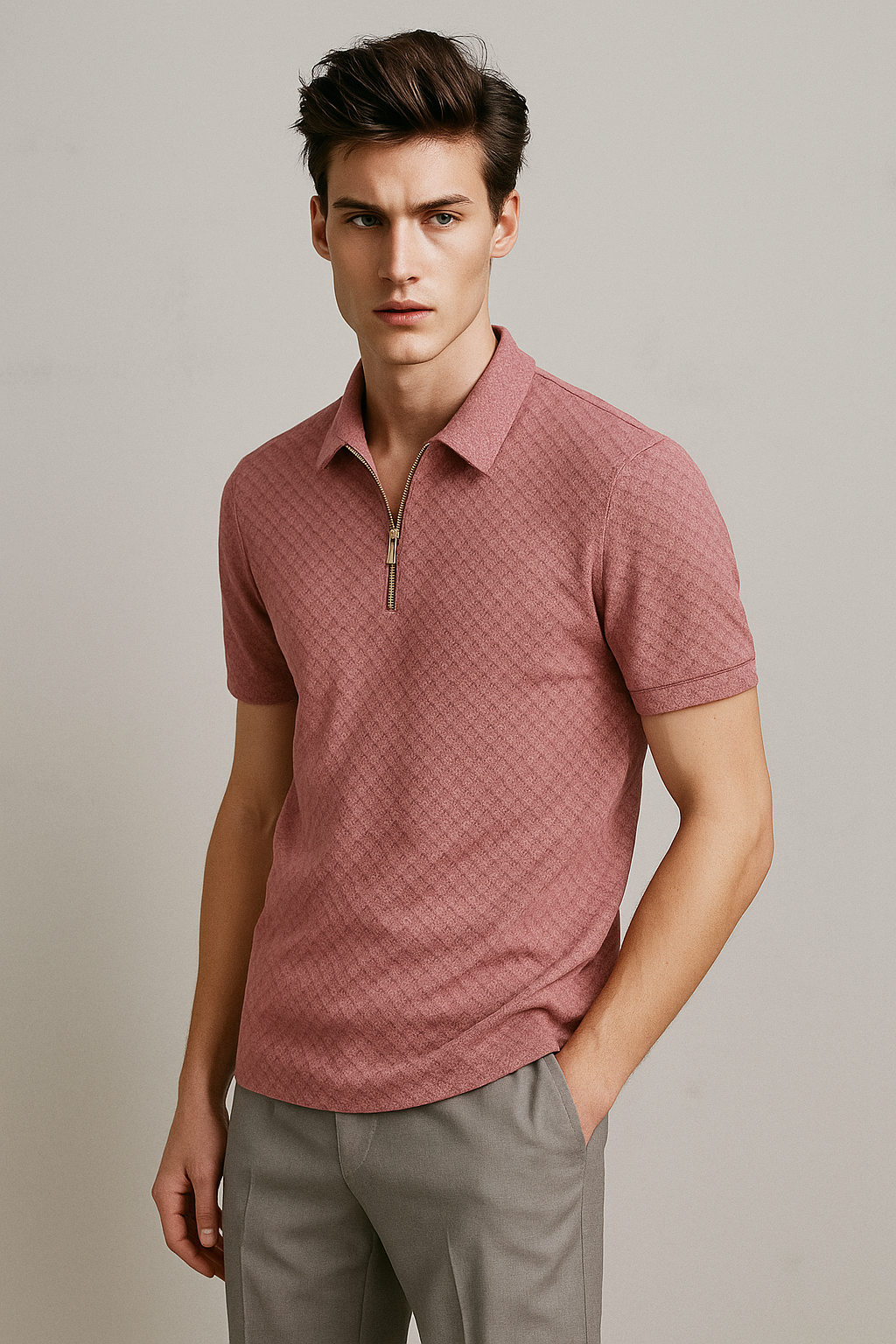 Self Design Men Pink T-Shirt