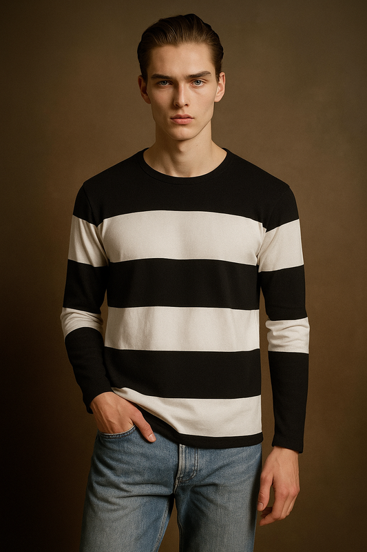 Color Block Men Black T-Shirt