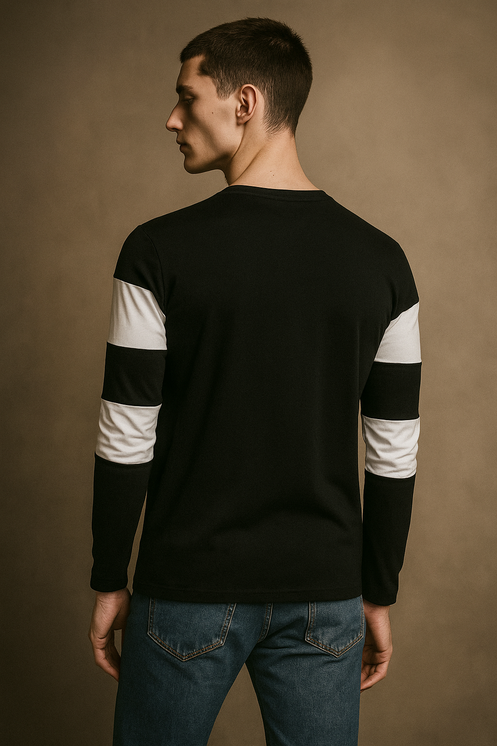 Color Block Men Black T-Shirt