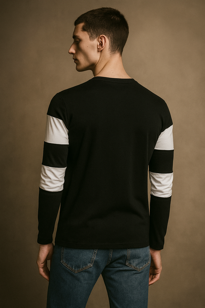 Color Block Men Black T-Shirt