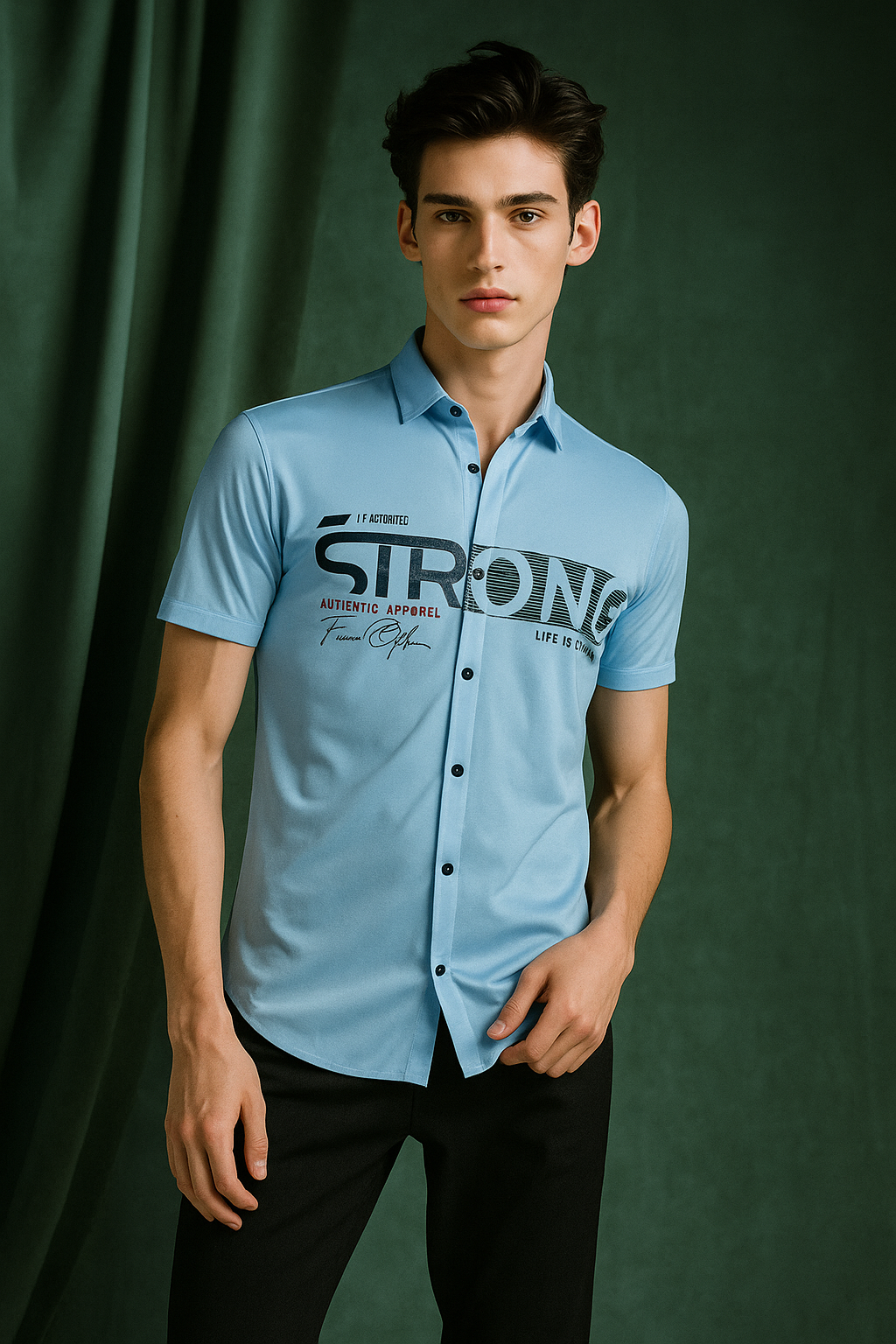 Men Printed Casual Light Blue Shirt