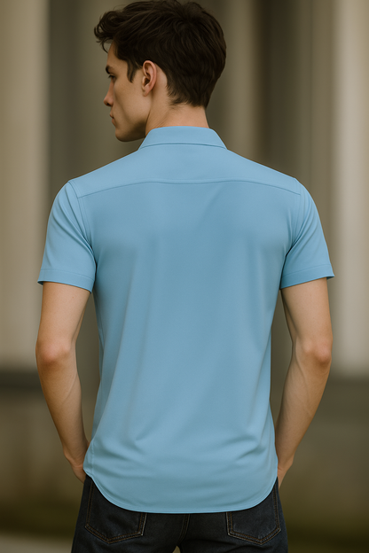 Men Printed Casual Light Blue Shirt