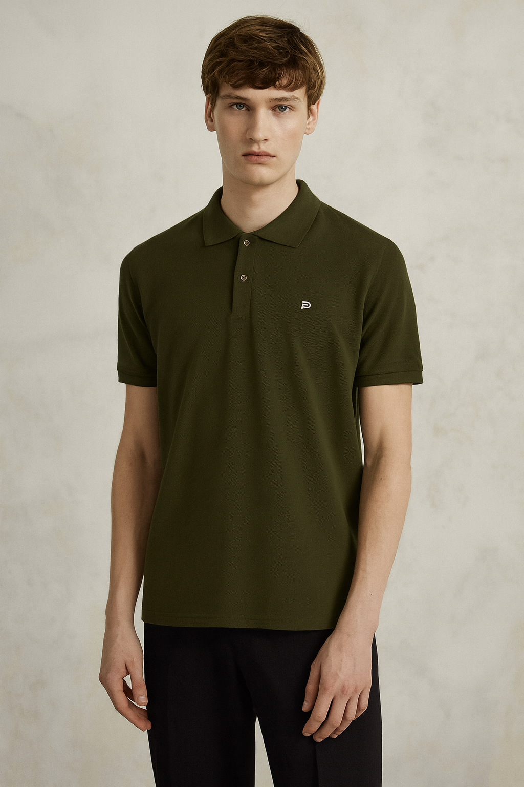 Men Solid Polo Neck Cotton Blend Green T-Shirt