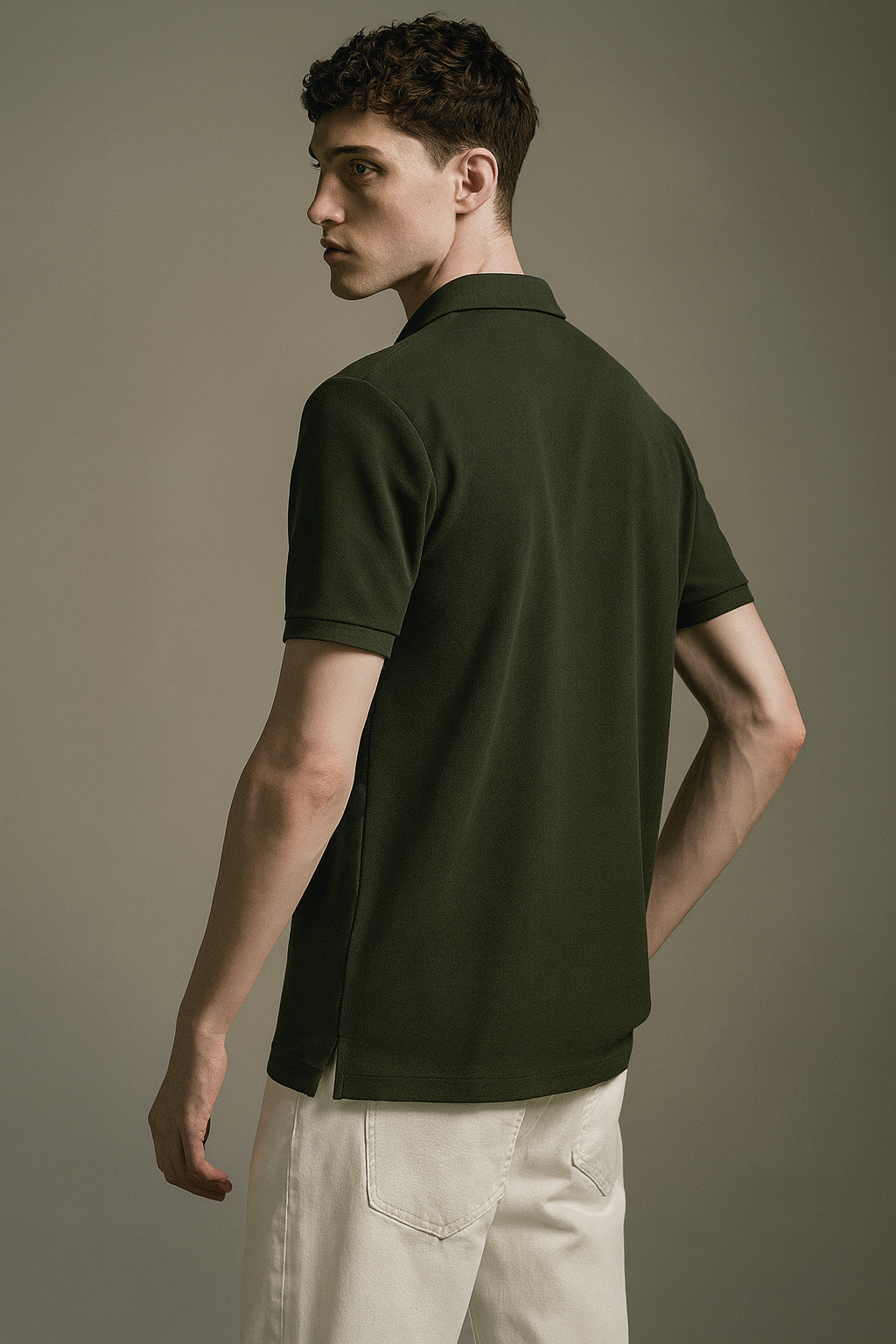 Men Solid Polo Neck Cotton Blend Green T-Shirt