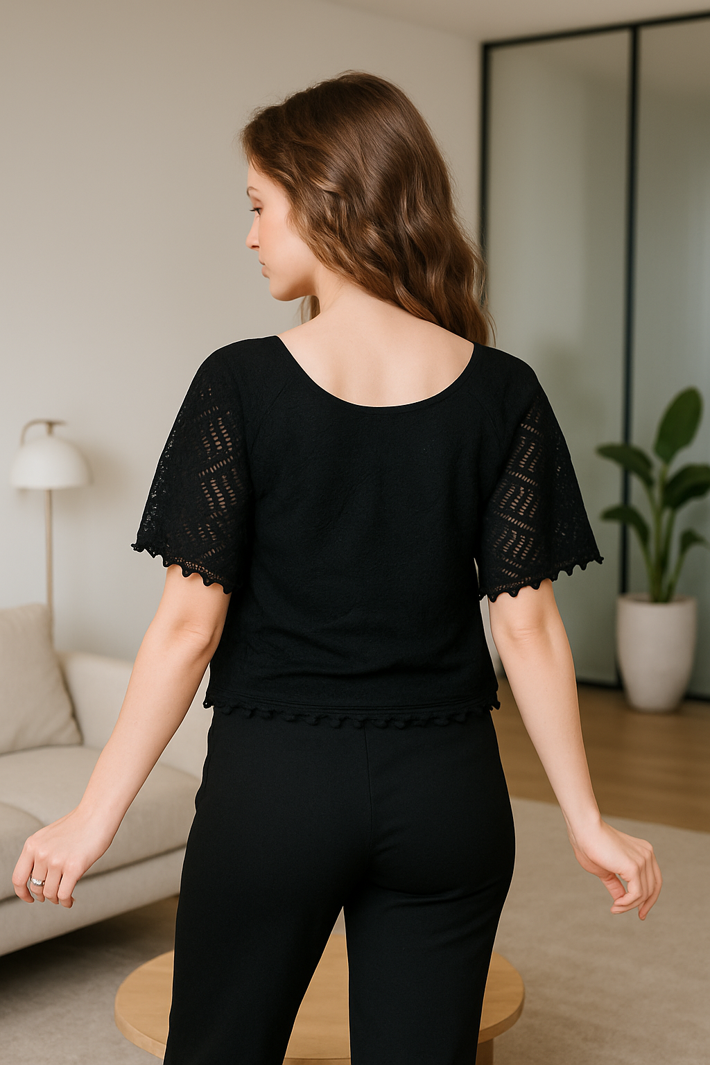 Party Lace Women Black Top