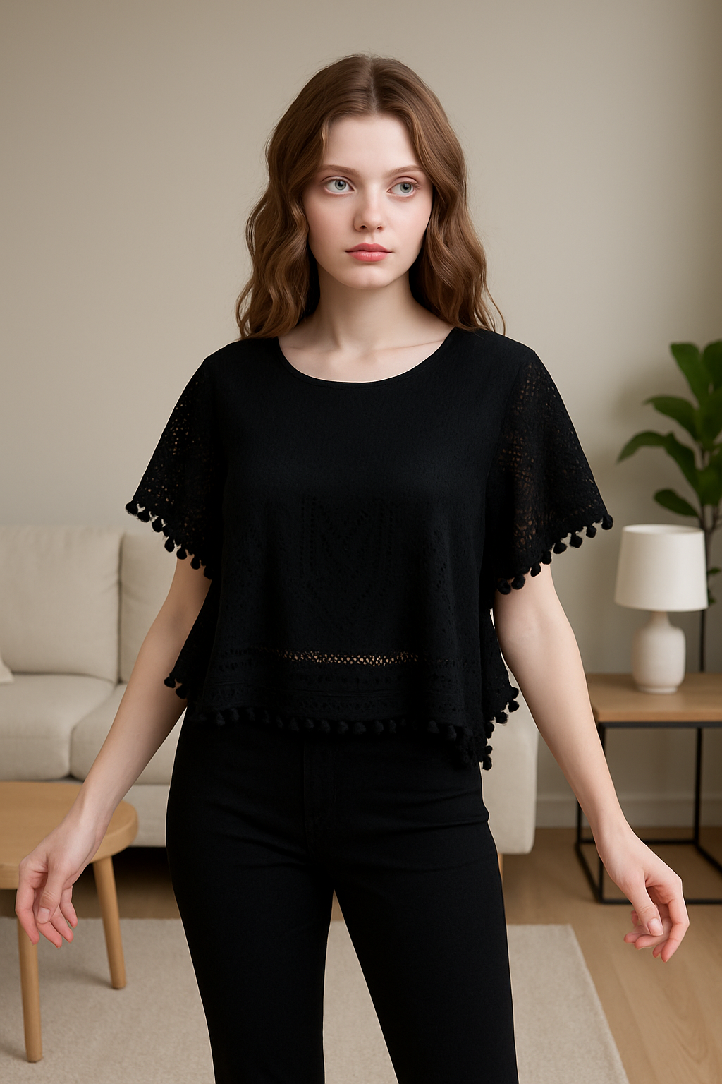 Party Lace Women Black Top