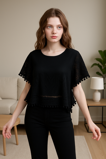 Party Lace Women Black Top