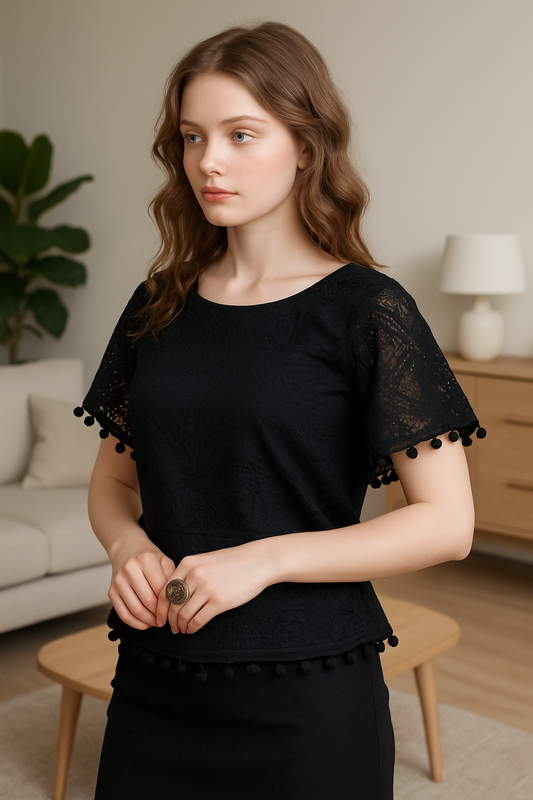 Party Lace Women Black Top